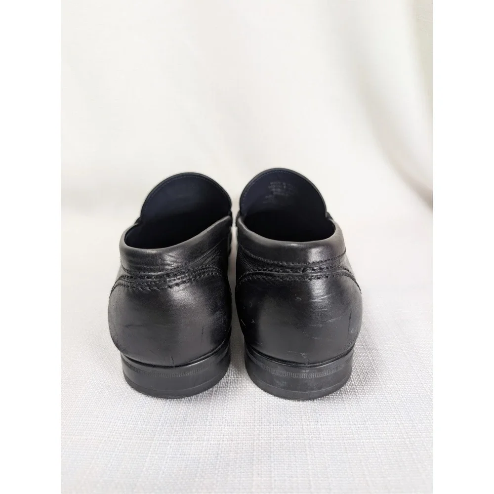 Monte Rosso Black Leather Horsebit Loafer Shoes 9.5M Made‎ in Italy Minimalist